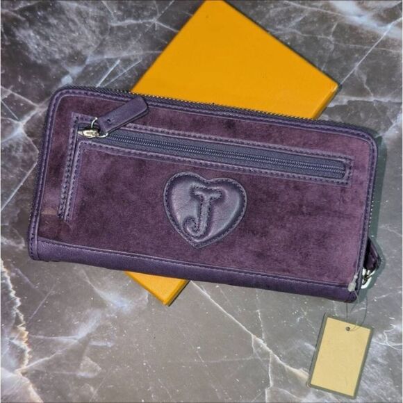 Juicy Couture Y2K "Juicy No 1" Royal Purple Terry Cloth Vintage Zip Wallet - Picture 3 of 9